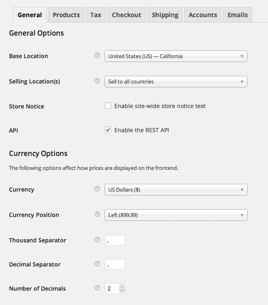 Woocommerce - админка