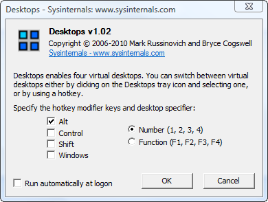 Desktops Sysinternals Configuration Dialog
